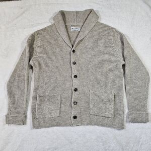 Men's Shawl Collar Cardigan in Light Gray